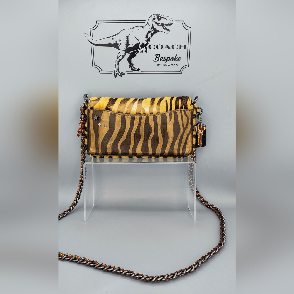 Custom Upcycled Coach Tiger Print Haircalf Dinky Crossbody - Picture 3 of 10
